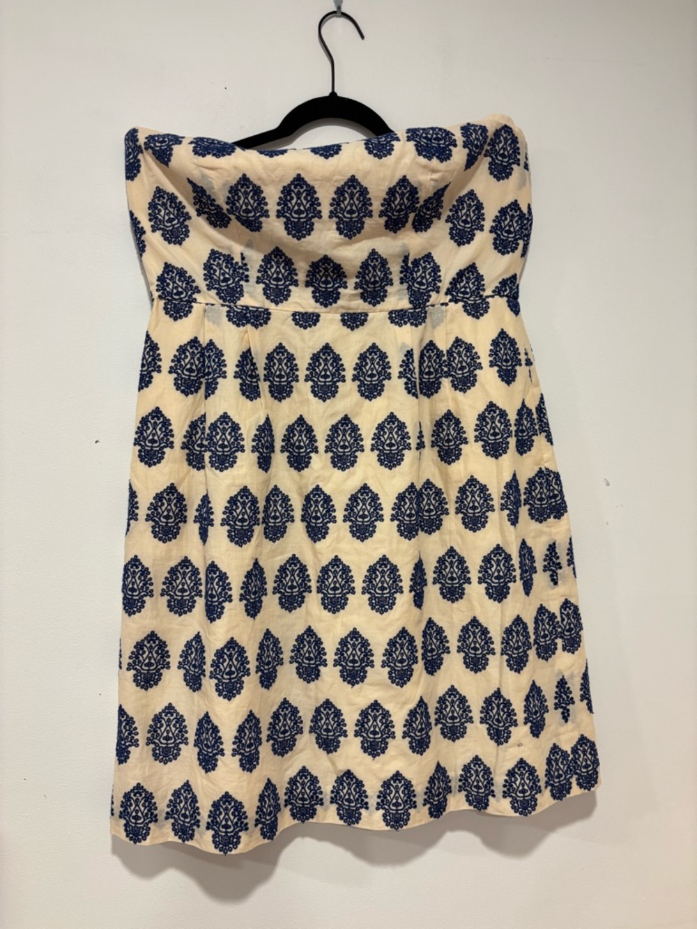 J. Crew Strapless Mini Dress in Navy and Cream Size 12